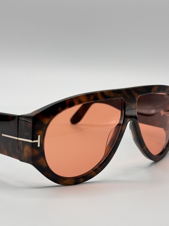 Tom Ford BRONSON TF1044 52S Sunglasses Havana Oversized Aviator Frame Red Lens main image 8